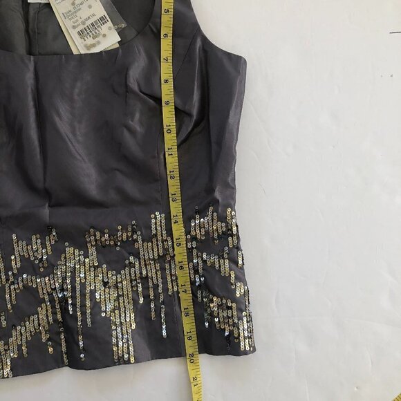 NWT Vintage Laura Ashley Gray Satin Sequined Sleeveless Top Size 4 - Picture 8 of 10